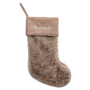 Brown Faux Fur Personalized Christmas Stocking