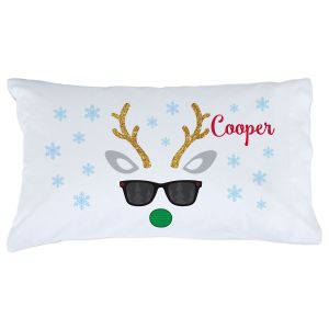 Personalized Christmas Boy Reindeer Pillowcase