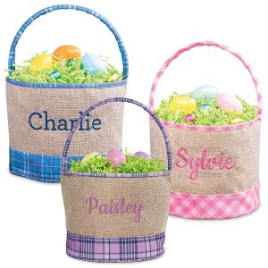Burlap & Gingham Personalized Easter Baskets