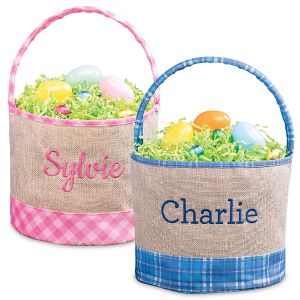 Personalized Burlap & Gingham Easter Baskets