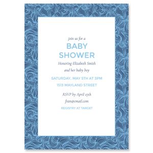 Blue Wave Frame Shower Personalized Invitations 