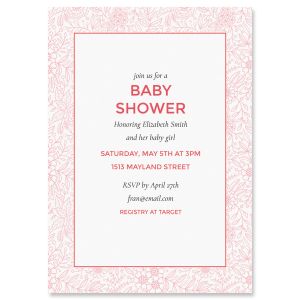 Red Floral Frame Personalized Shower Invitations 