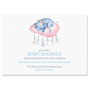 Sleepy Elephant Personalized Shower Invitations 