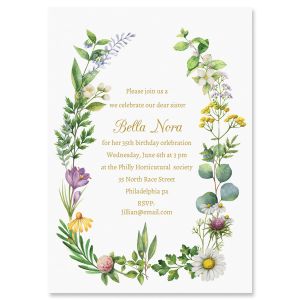 Laural Botanical Personalized Invitation - Light Weight Stock