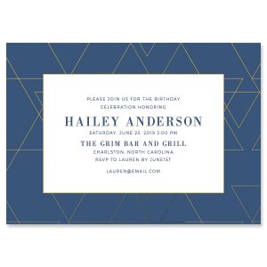 Posh Navy Geometric Personalized Invitation - Light Weight Stock