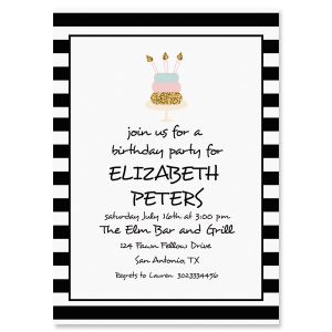 Stripe with Cake Personalized Invitation - Light Weight Stock