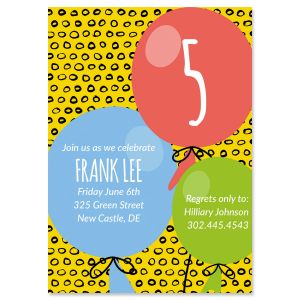 Balloon Birthday Personalized Invitation - Light Weight Stock