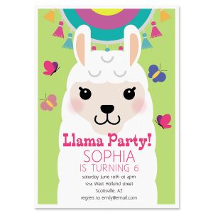 Llama Festival Birthday Personalized Invitation - Light Weight Stock 