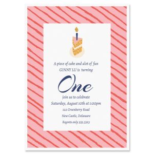 Piece of Cake Birthday Personalized Invitation - Heavy Weight Stock