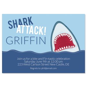 Shark Attack Birthday Personalized Invitation - Light Weight Stock