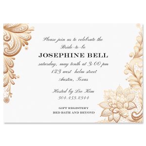 Gold Lace Personalized Invitation - Light Weight Stock