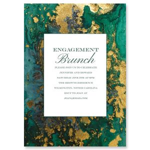 Emerald & Gold Agate Personalized Invitations
