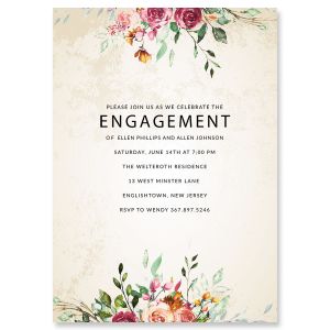 Fresco Floral Personalized Engagement Invitations