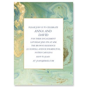 Teal and Gold Agate Personalized Invitation - Light Stock 