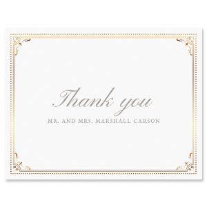 Gold Frame Personalized Thank You Cards - Light Stock