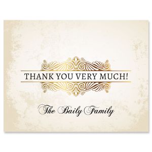 Rustic Gold Personalized Thank You Cards
