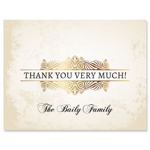 Rustic Gold Personalized Thank You Cards - Light Stock