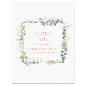 Flora Frame Personalized Thank You Cards - Light Stock