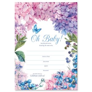 Hydrangea Baby Shower Fill In The Blank Invitations