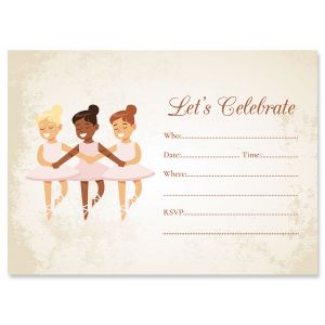 Ballerina Birthday Fill In The Blank Invitation