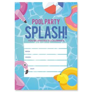 Pool Party Birthday Fill In The Blank Invitations