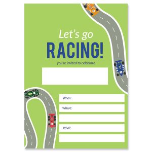 Race Car Birthday Fill In The Blank Invitations