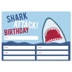 Shark Attack Birthday Fill In The Blank Invitations