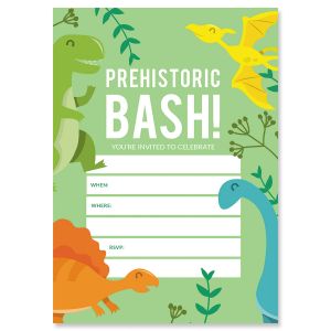 Prehistoric Bash Birthday Fill In The Blank Invitations