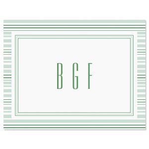 Stripes Personalized Note Cards - Green