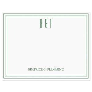 Stripes Personalized Correspondence Cards - Green