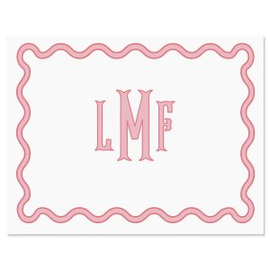 Scalloped Personalized Note Cards - Pink