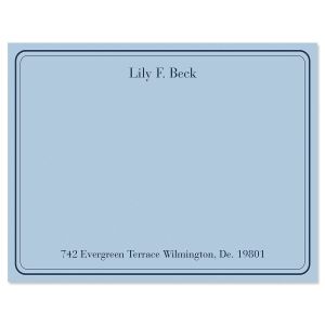 Solid Personalized Correspondence Cards - Blue