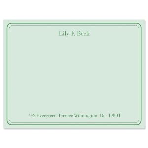 Solid Personalized Correspondence Cards - Green