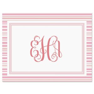 Stripes Personalized Note Cards - Pink