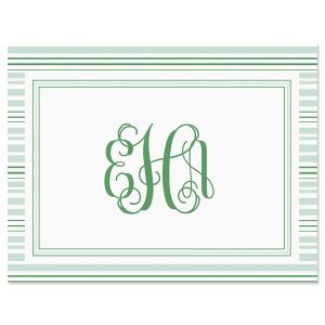 Stripes Personalized Note Cards - Green