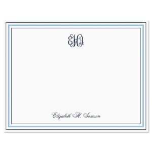 Stripes Personalized Correspondence Cards - Blue