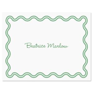 Scalloped Personalized Note Cards - Green