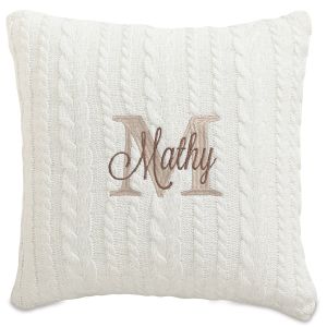 Ivory Cable Knit Personalized Throw Pillow