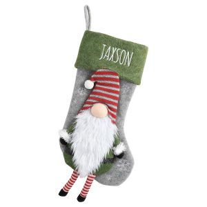 Green Gnome Character Personalized Christmas Stocking