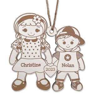 Sibling Wood Personalized Ornaments
