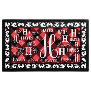 Christmas Red Checked Personalized Insert and Doormat