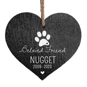 Beloved Friend Pet Personalized Hanging Slate Heart