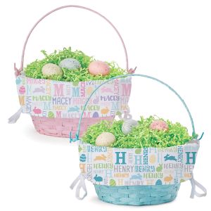Easter Basket with Personalized Name Pattern Liner