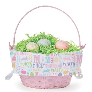 Pink Easter Basket with Personalized Name Pattern Liner