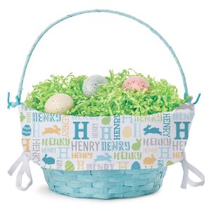 Blue Easter Basket with Personalized Name Pattern Liner