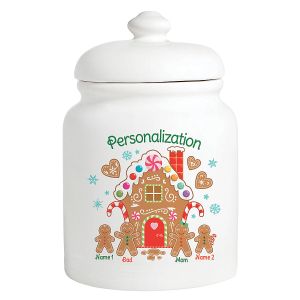 Gingerbread Personalized Cookie Jar - 4 Names