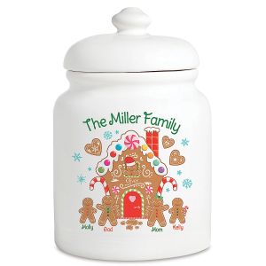 Gingerbread Personalized Cookie Jar - 5 Names