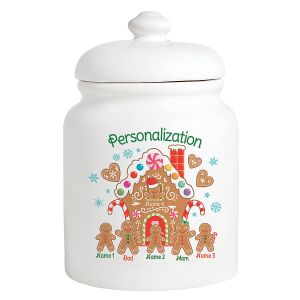 Gingerbread Personalized Cookie Jar - 6 Names