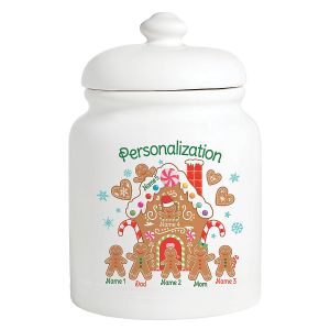 Gingerbread Personalized Cookie Jar - 7 Names