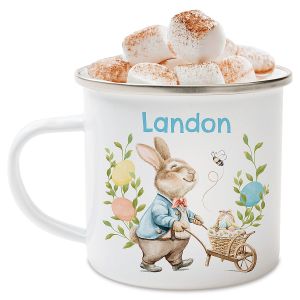 Easter Bunny in Blue Coat Personalized Camp Mug